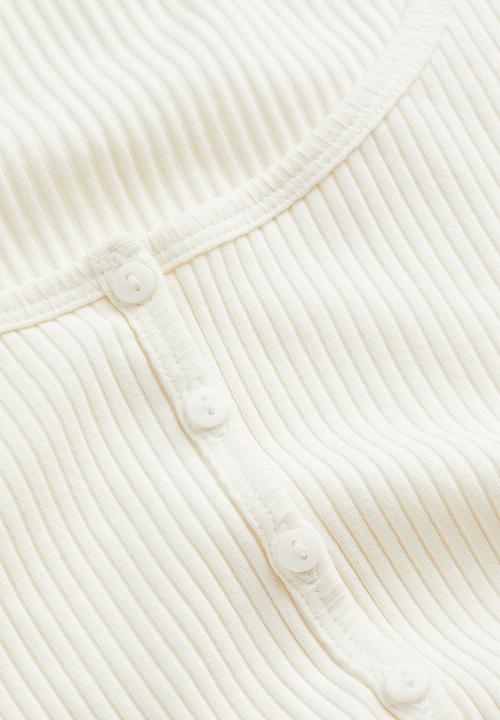 H&M - Button-front ribbed top - white