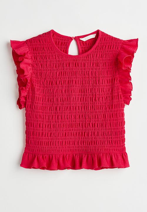 H&M - Smocked top - cerise 