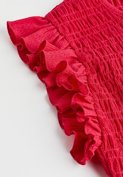 H&M - Smocked top - cerise 