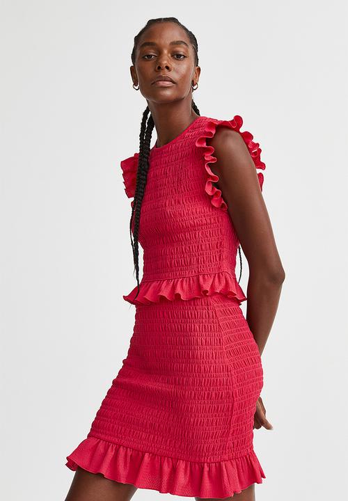 H&M - Smocked top - cerise 