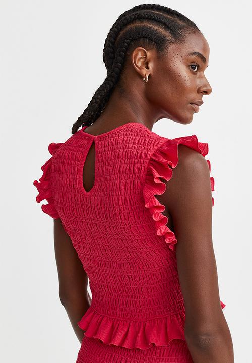 H&M - Smocked top - cerise 