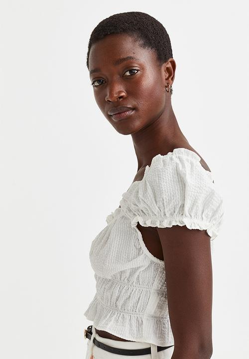 H&M - Puff-sleeved blouse - white