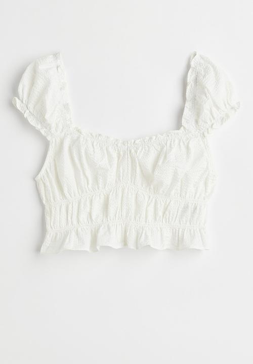 H&M - Puff-sleeved blouse - white