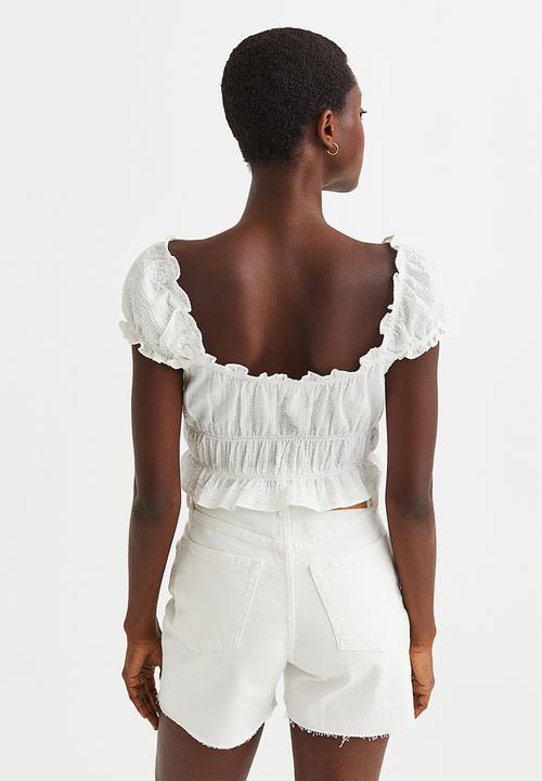 H&M - Puff-sleeved blouse - white
