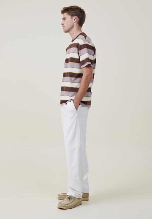 Cotton On - Loose fit stripe T-shirt - chocolate skate stripe