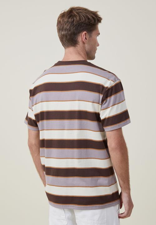 Cotton On - Loose fit stripe T-shirt - chocolate skate stripe