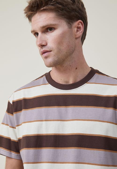 Cotton On - Loose fit stripe T-shirt - chocolate skate stripe