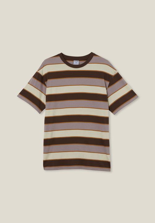 Cotton On - Loose fit stripe T-shirt - chocolate skate stripe