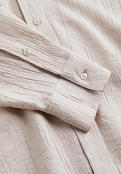 H&M - Crinkled shirt - beige