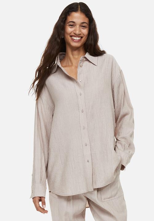 H&M - Crinkled shirt - beige