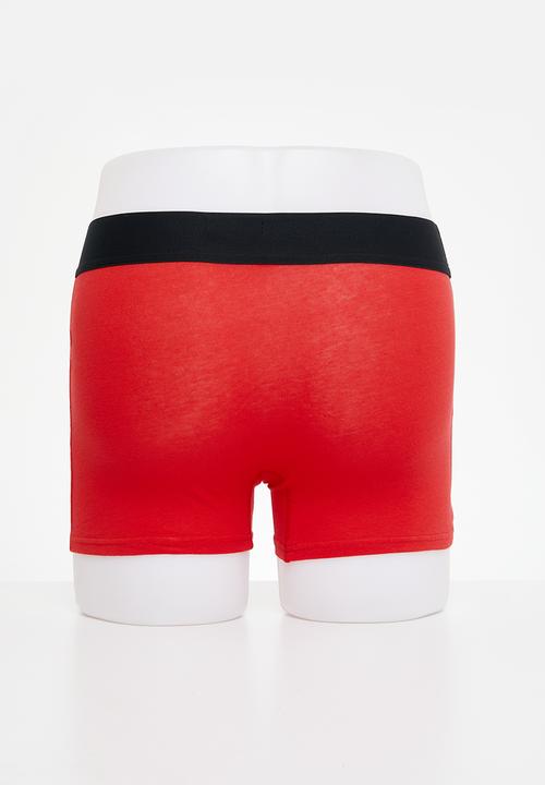 Replay - Replay Boxer Style 2 T/C Cuff 3D Logo 2 Pack Box - Red & Black