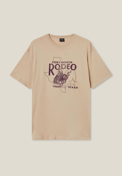 Cotton On - Loose fit souvenir T-shirt - stone clay/fort worth