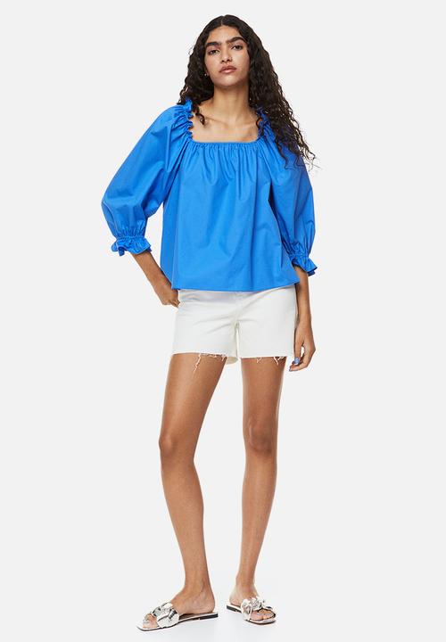 H&M - Frill-trimmed cotton blouse - blue