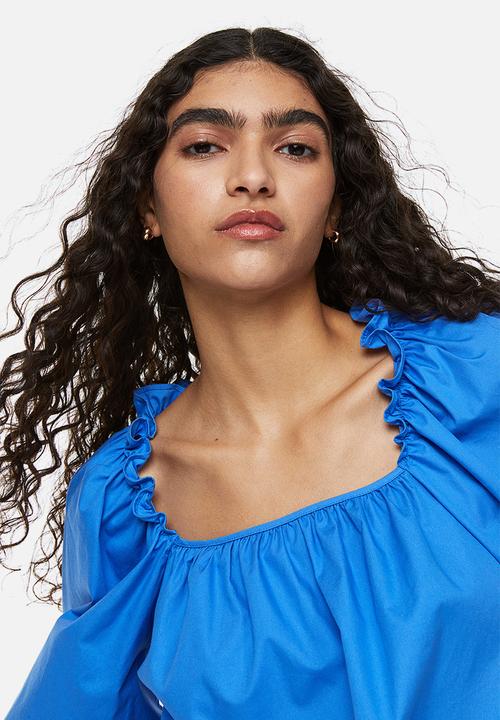 H&M - Frill-trimmed cotton blouse - blue
