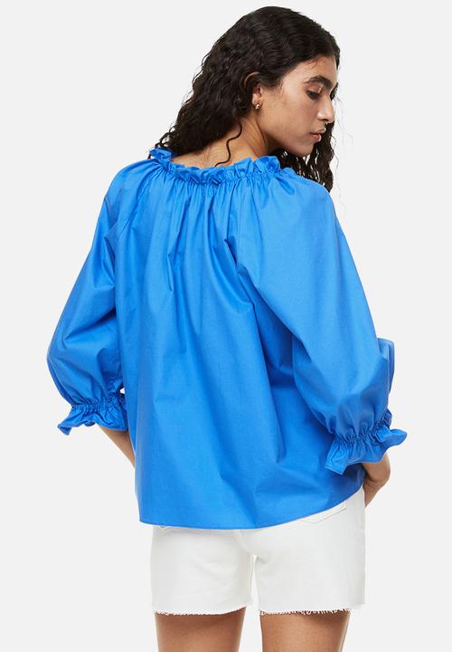 H&M - Frill-trimmed cotton blouse - blue