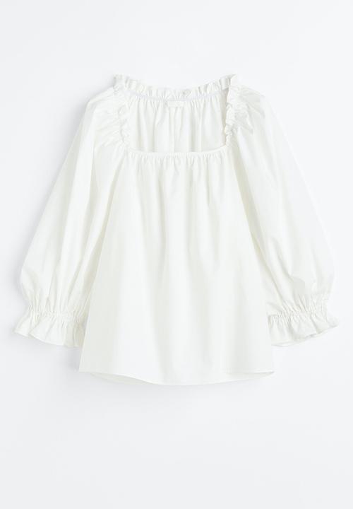 H&M - Frill-trimmed cotton blouse - white