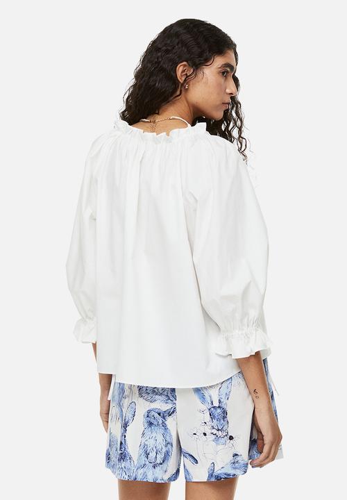 H&M - Frill-trimmed cotton blouse - white