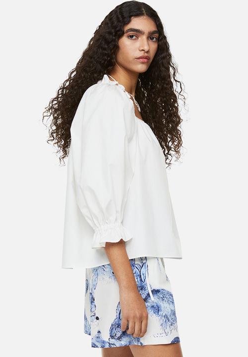 H&M - Frill-trimmed cotton blouse - white