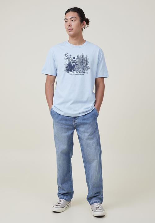 Cotton On - Loose fit souvenir T-shirt - blue mist/camelback mountain