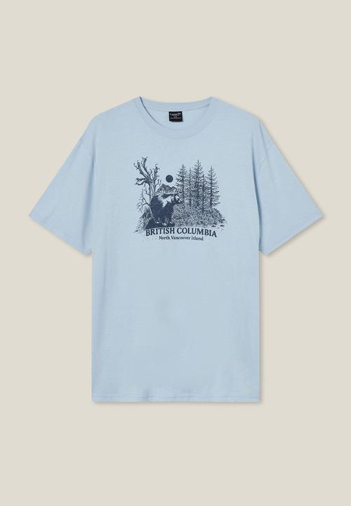 Cotton On - Loose fit souvenir T-shirt - blue mist/camelback mountain