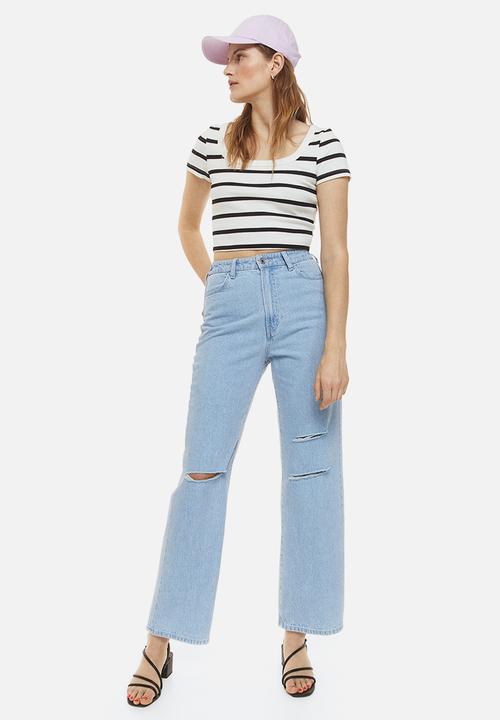 H&M - Ribbed cropped top - white