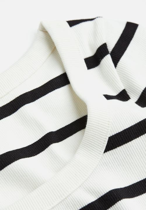 H&M - Ribbed cropped top - white