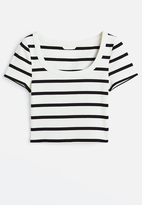 H&M - Ribbed cropped top - white