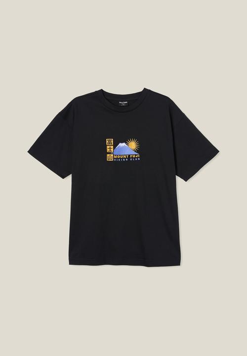 Cotton On - Heavy weight graphic T-shirt - black/mount fuji