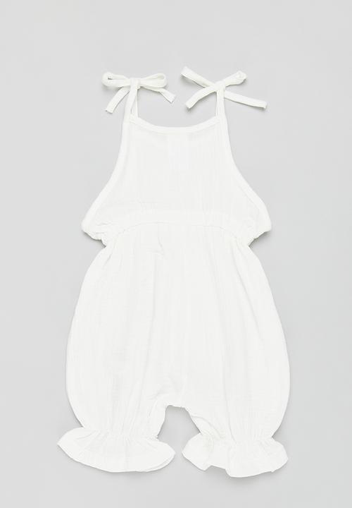 Pop Candy - Tie strip jumpsuit - white