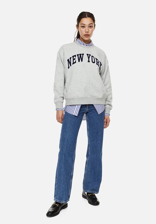 H&M - Printed sweatshirt - light grey marl/new york 