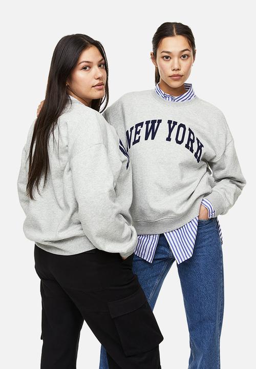 H&M - Printed sweatshirt - light grey marl/new york 