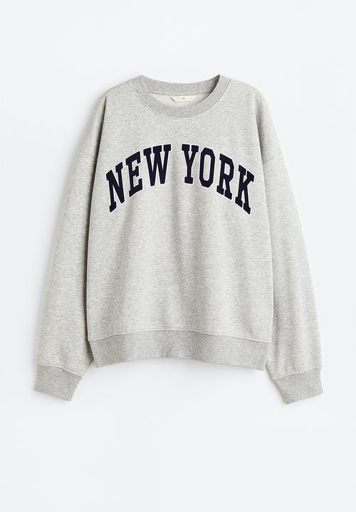 H&M - Printed sweatshirt - light grey marl/new york 
