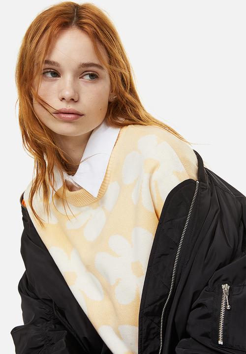 H&M - Jumper - light yellow/flowers