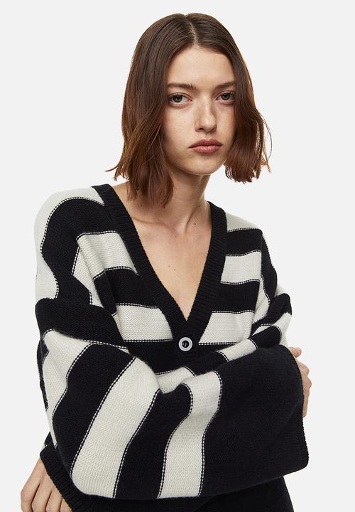 H&M - Mohair-blend cardigan - black/striped
