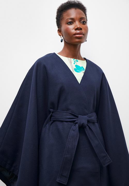 edit - Belted cape coat - ink