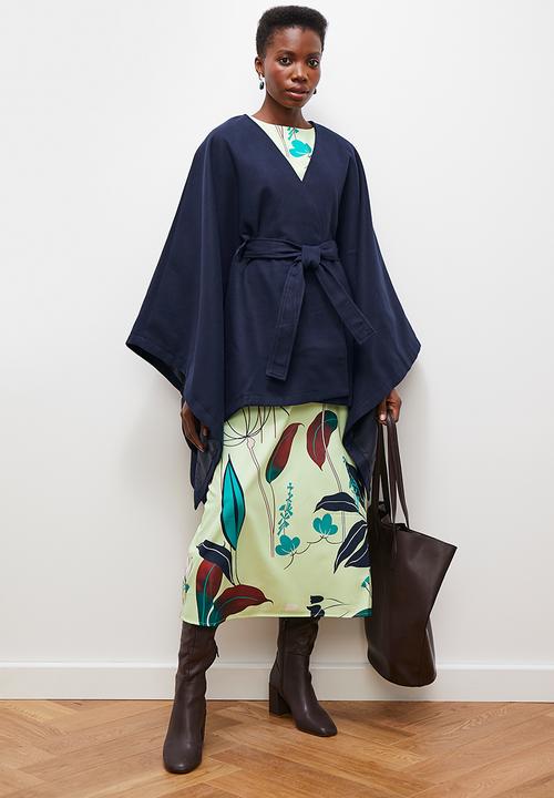 edit - Belted cape coat - ink