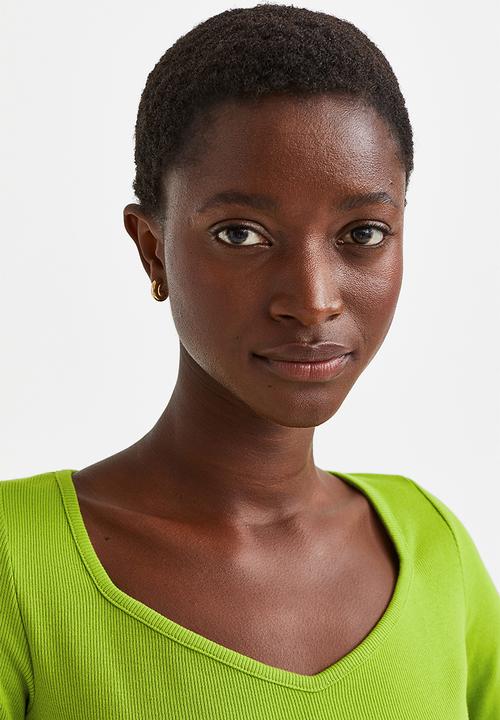 H&M - Ribbed jersey top - green
