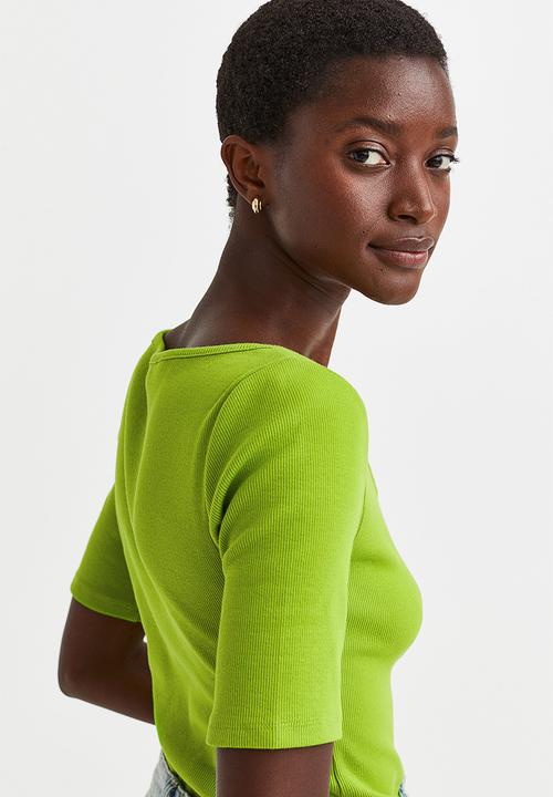H&M - Ribbed jersey top - green