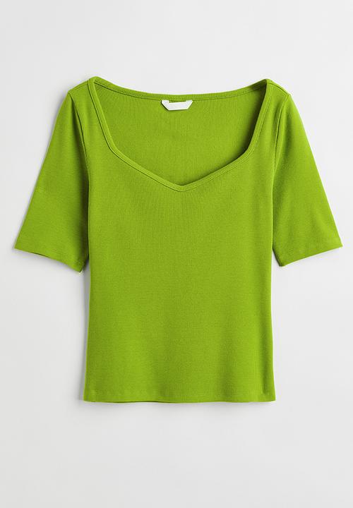 H&M - Ribbed jersey top - green