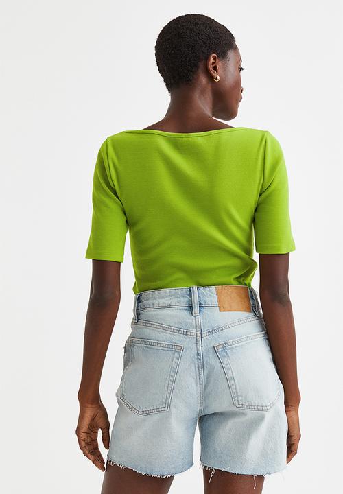 H&M - Ribbed jersey top - green
