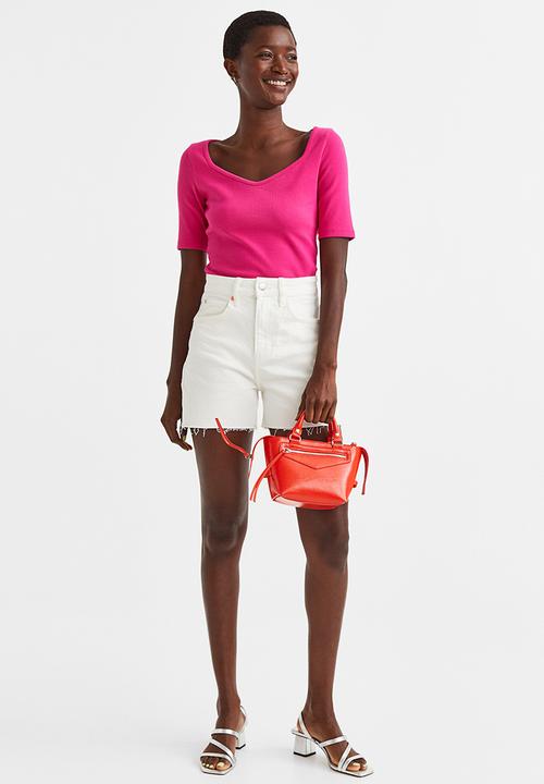 H&M - Ribbed jersey top - cerise