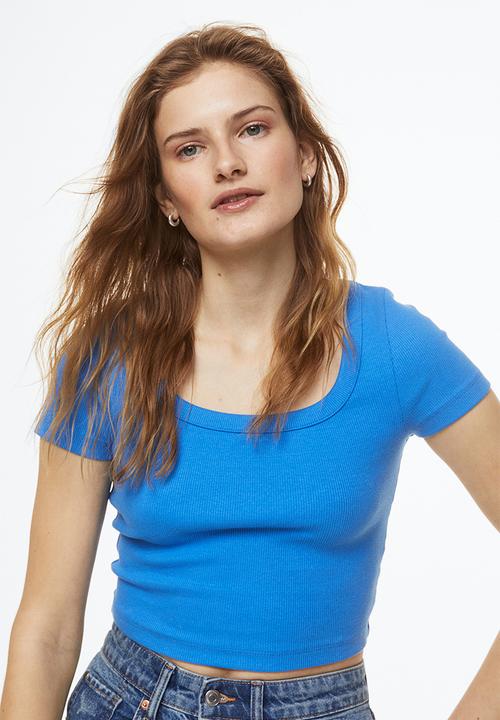 H&M - Ribbed cropped top - blue