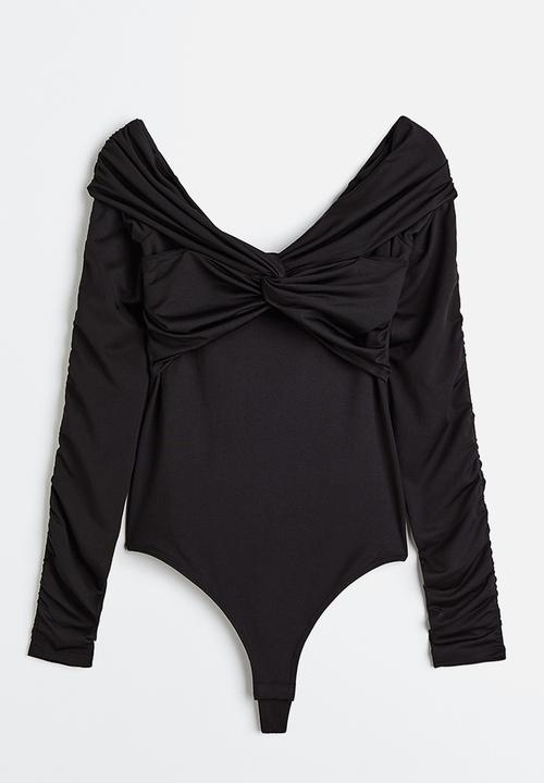 H&M - Off-the-shoulder thong body - black