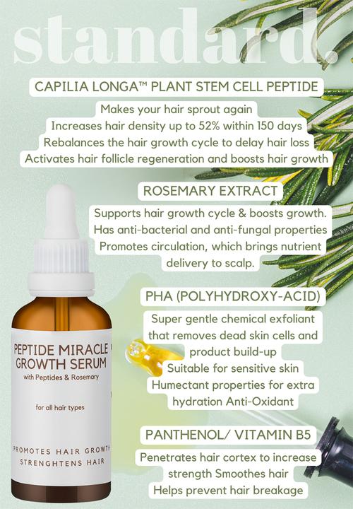 Standard Beauty - Miracle Growth Peptide Serum for Longer, Denser Hair in 150 days & Rosemary