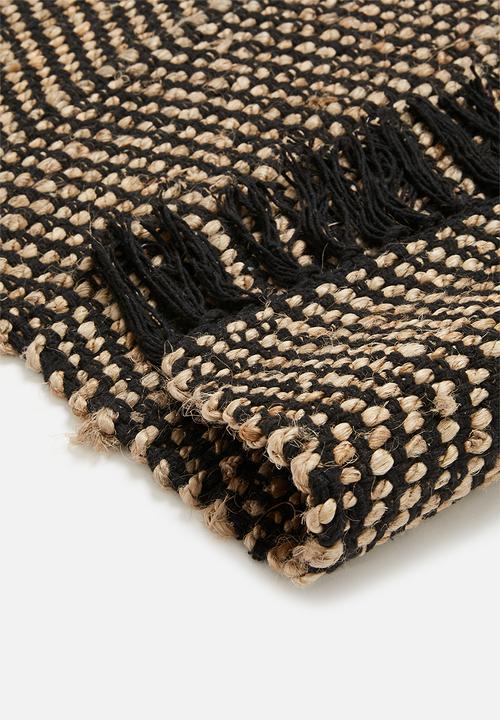 H&S - Chevron jute & cotton runner - black