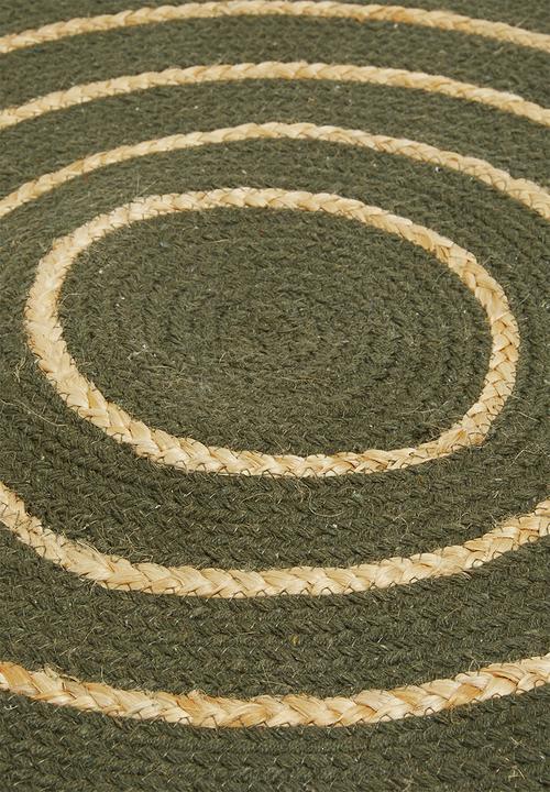 H&S - Ripple jute & cotton round rug - green