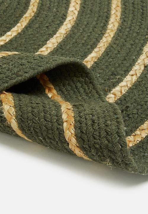 H&S - Ripple jute & cotton round rug - green