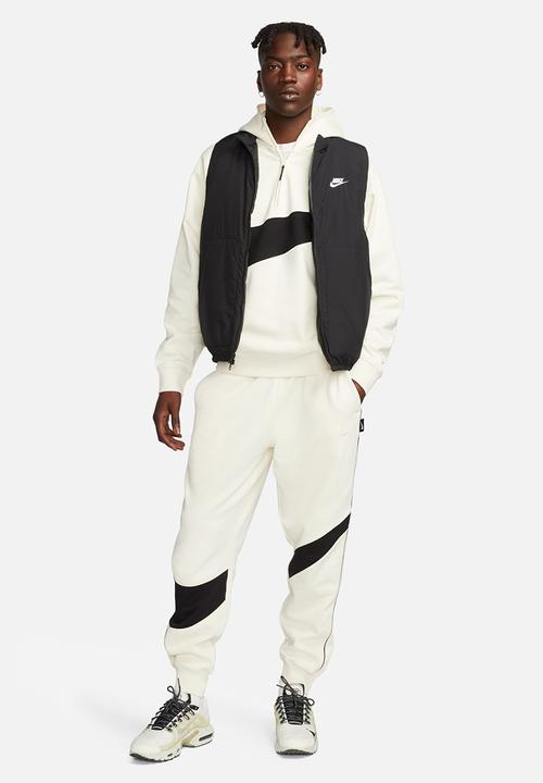Nike - M nk swoosh flc hz hoodie - white/black