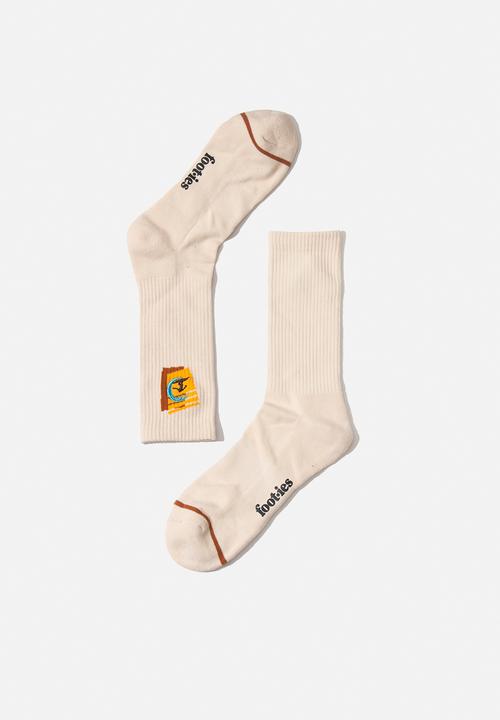 Foot-ies - Surf n skate 2 pack sneaker sock - cream & maroon