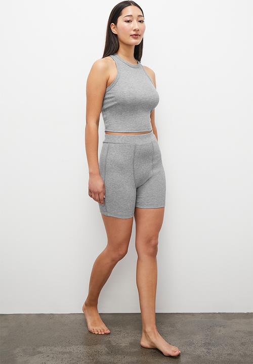 Superbalist - Rib cycle short - grey mel